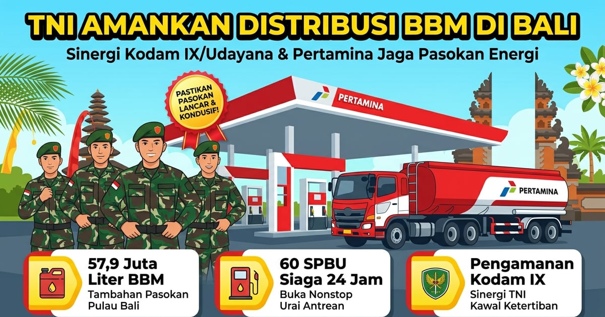 Jaga Kelancaran Pasokan Energi, Personel TNI Dikerahkan Amankan Distribusi BBM dan SPBU di Bali