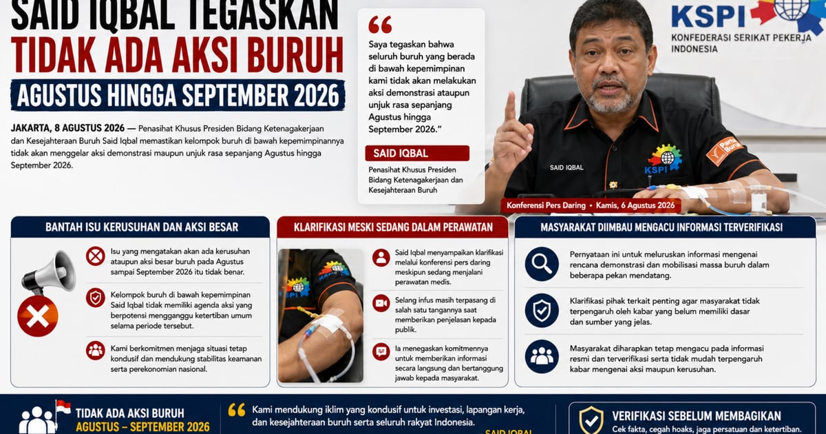 Said Iqbal Tegaskan Tidak Ada Aksi Buruh Agustus hingga September 2026