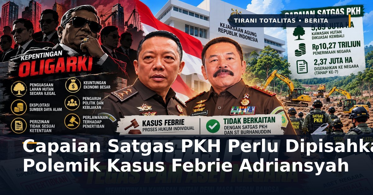 Capaian Satgas PKH Perlu Dipisahkan dari Polemik Kasus Febrie Adriansyah